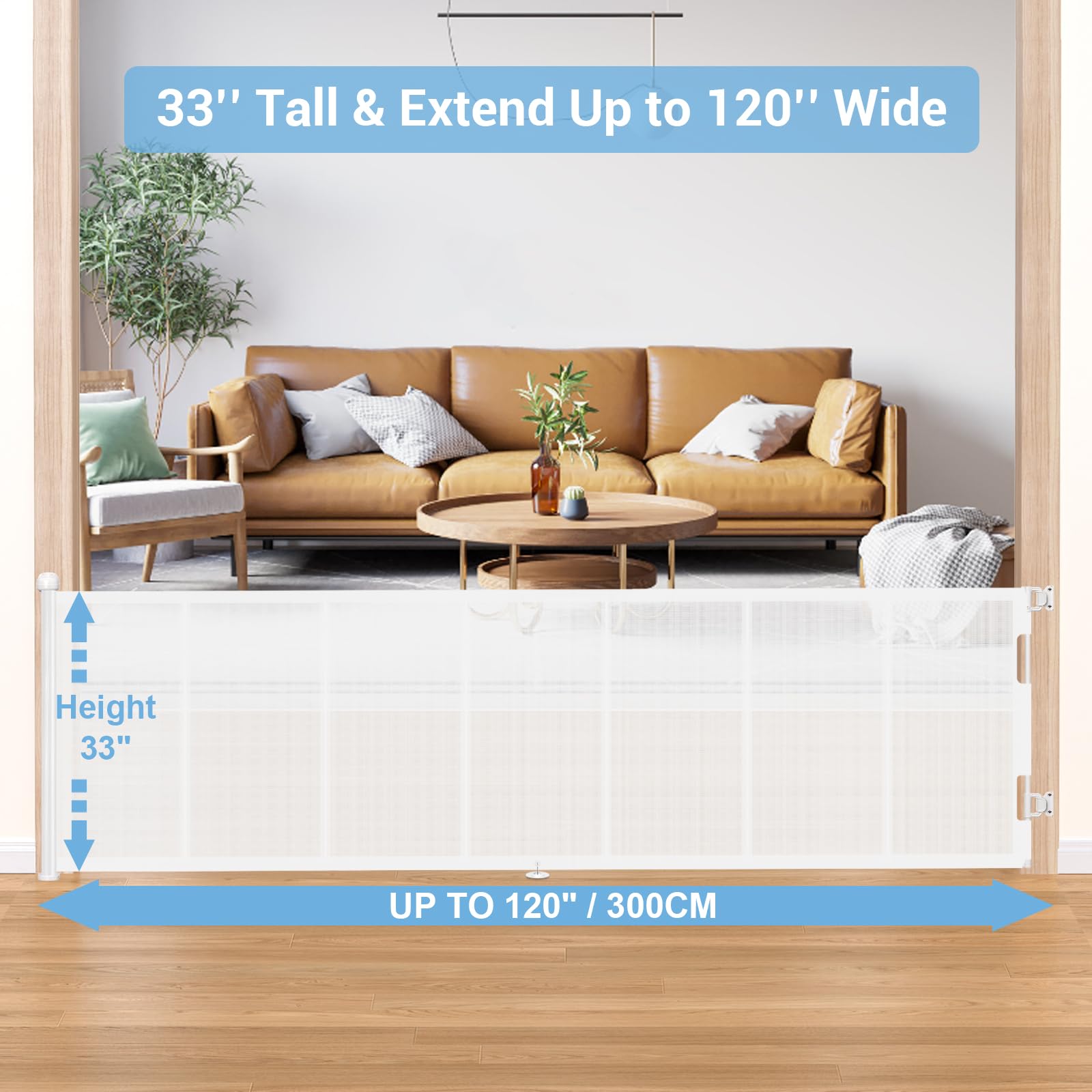 HAMOPY outdoor-indoor use gate protects doorways and stairs.