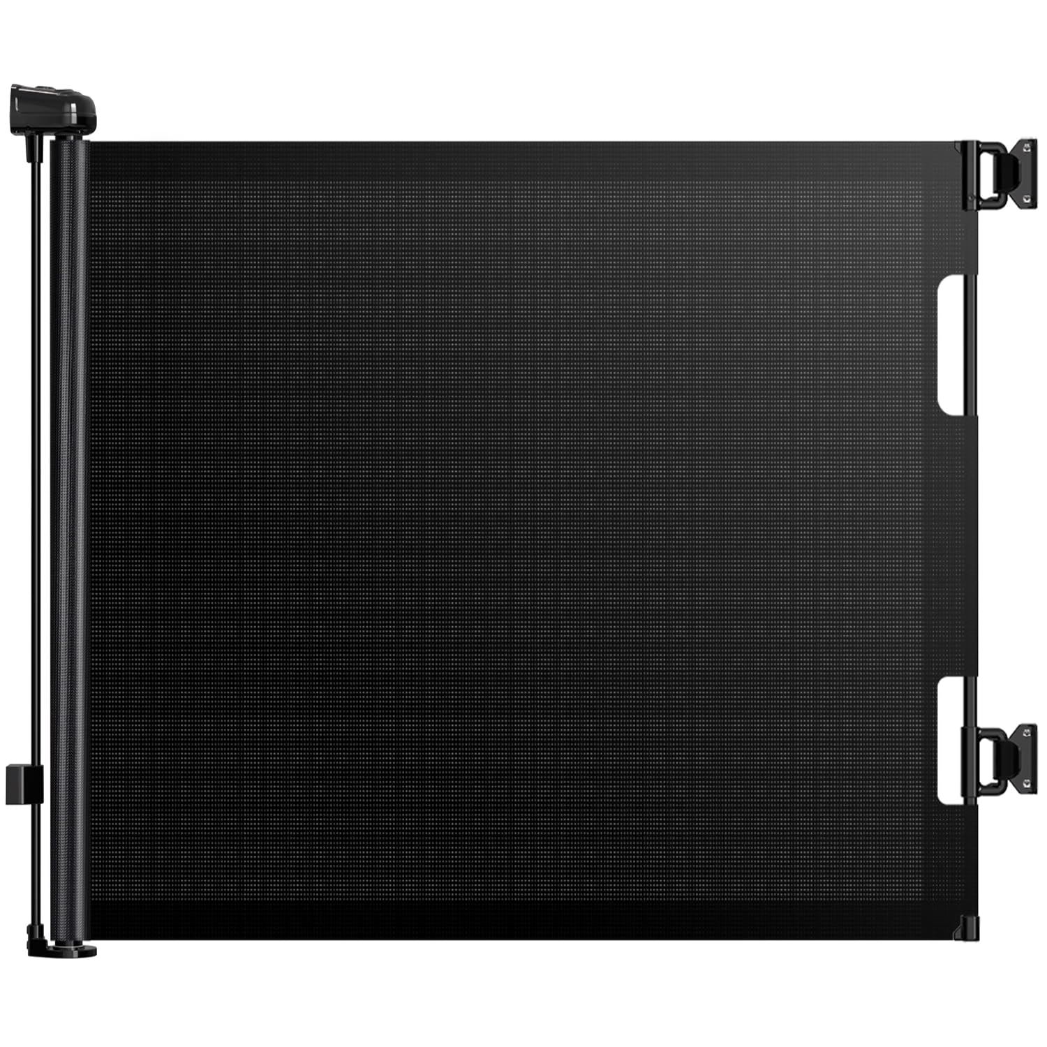 HAMOPY retractable baby gate extended to 55 inches and 33 inches tall for flexible openings