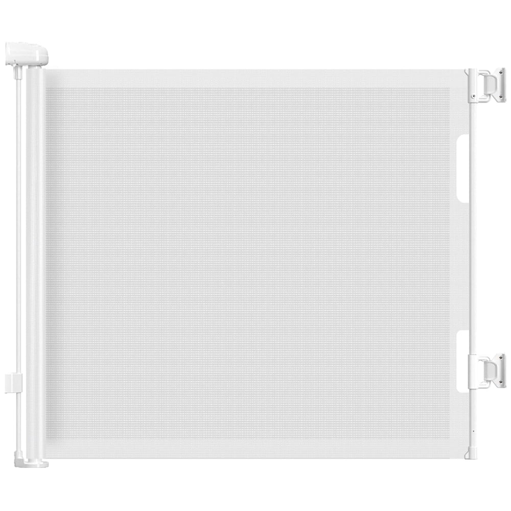 HAMOPY retractable baby gate extended to 55 inches for wide openings and flexible space control