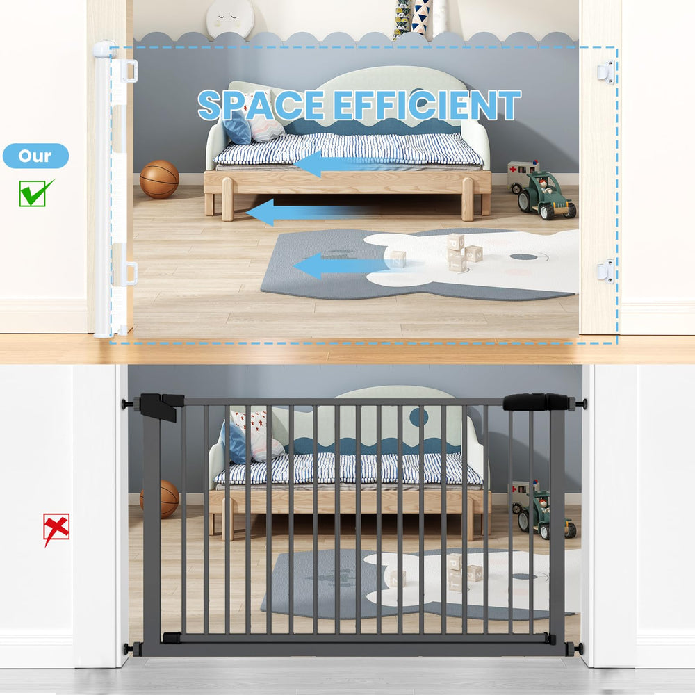 HAMOPY retractable-baby-gate-lower-bracket-adjustable adapts to baseboard heights