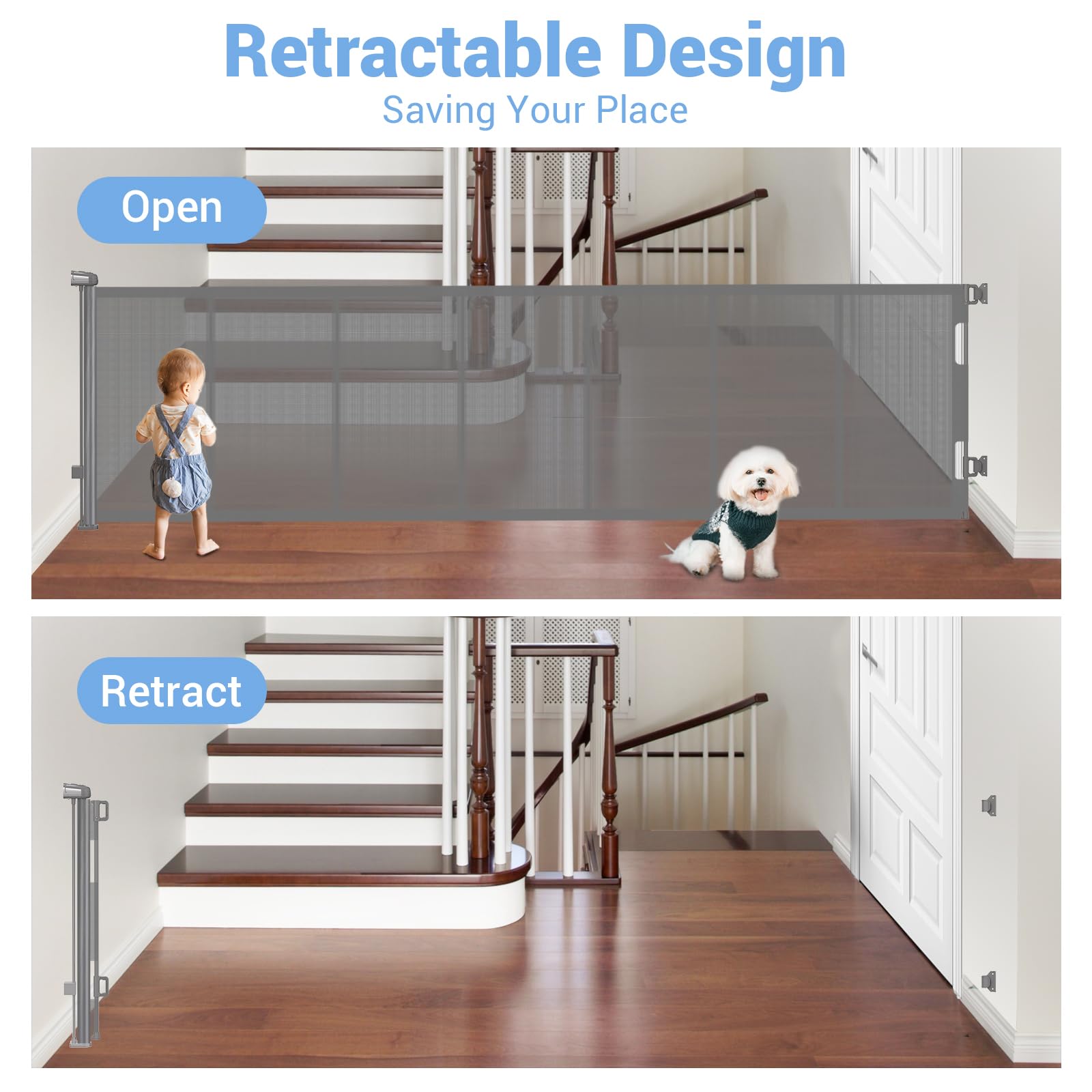 HAMOPY retractable mesh stowed neatly when not in use to save space