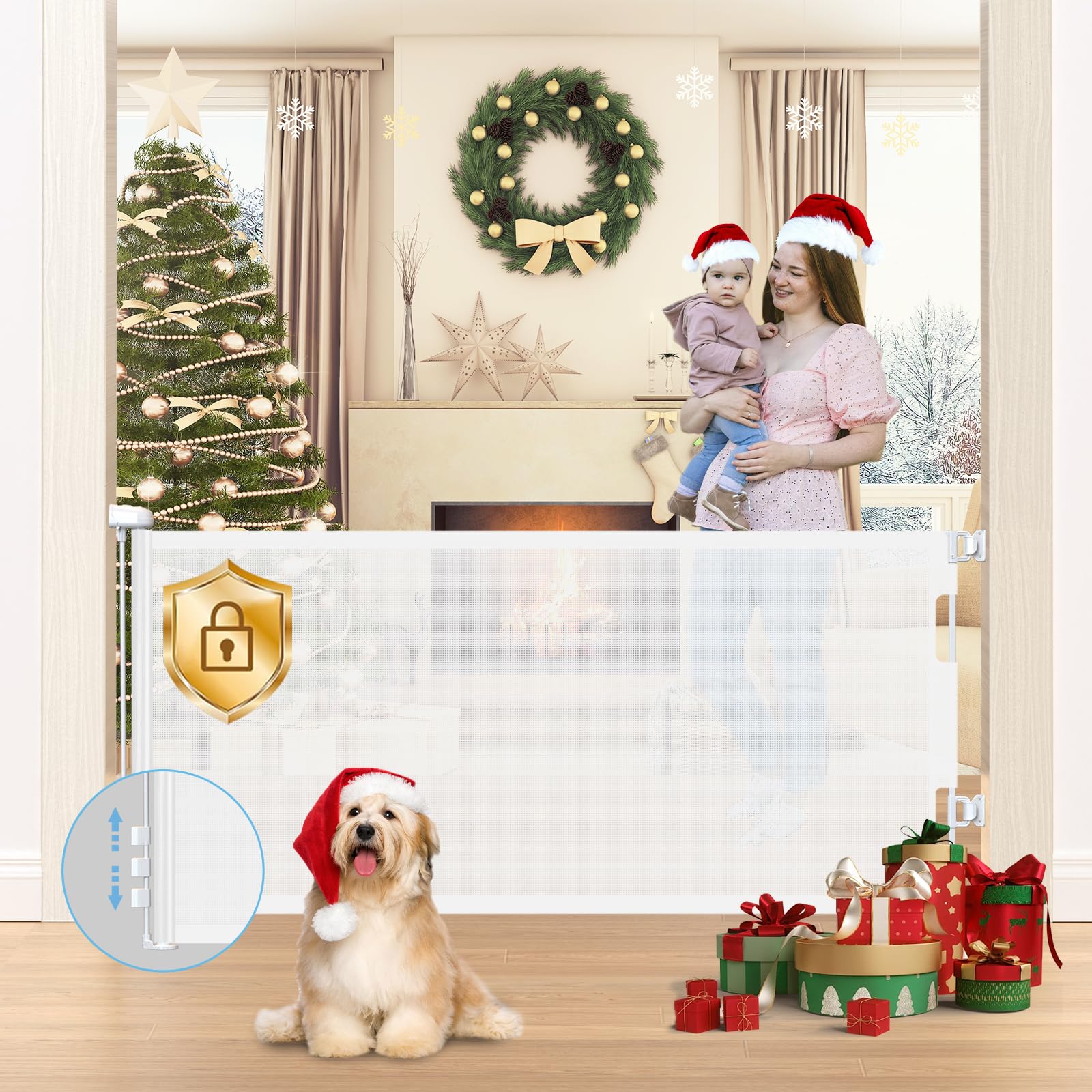 HAMOPY retractable gate protects stairs, doorways, hallways.