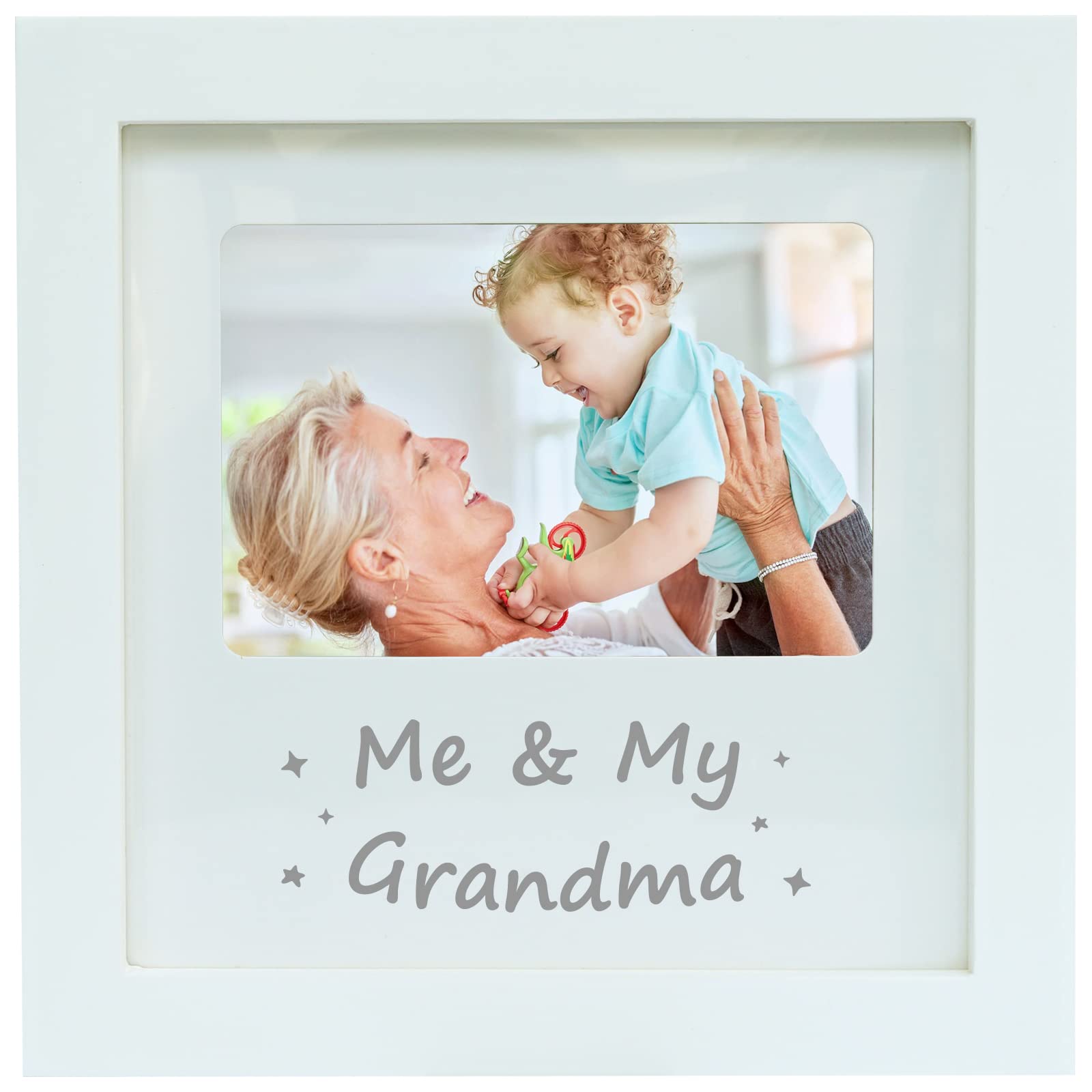 HAMUIERS me and my grandma frame white front view holds a 4x6 photo keepsake