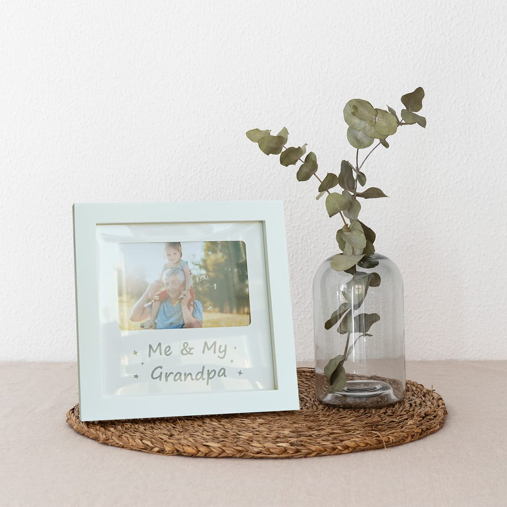 HAMUIERS Me and My Grandpa dimensions label highlights 8.26 by 8.26 inch footprint.