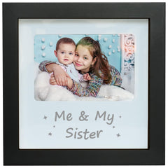 HAMUIERS Me and My Sister Frame front view ideal for showcasing a newborn photo.