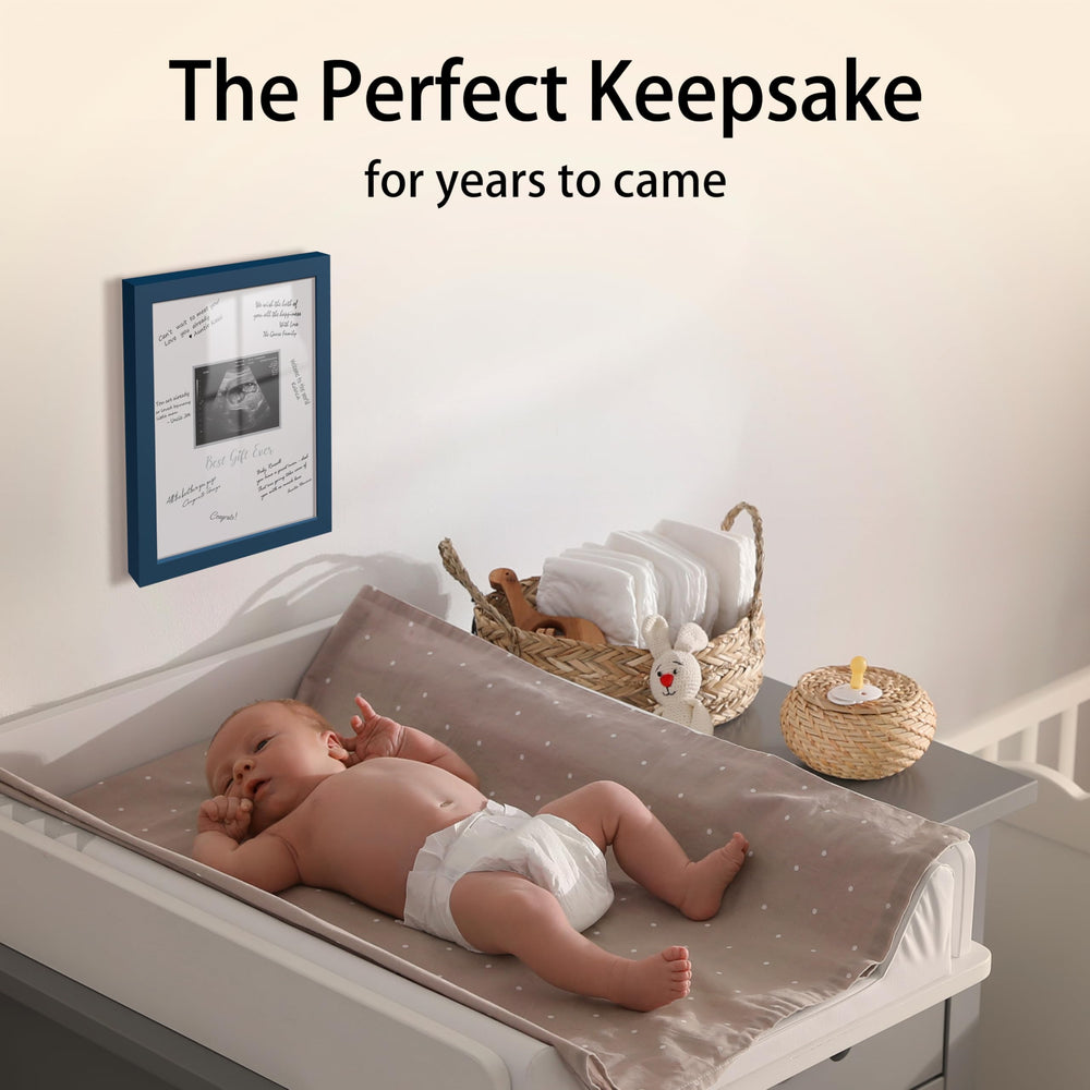 HAMUIERS Nursery-decor-blue-frame illustrates gender-neutral keepsake ideal for baby registries.