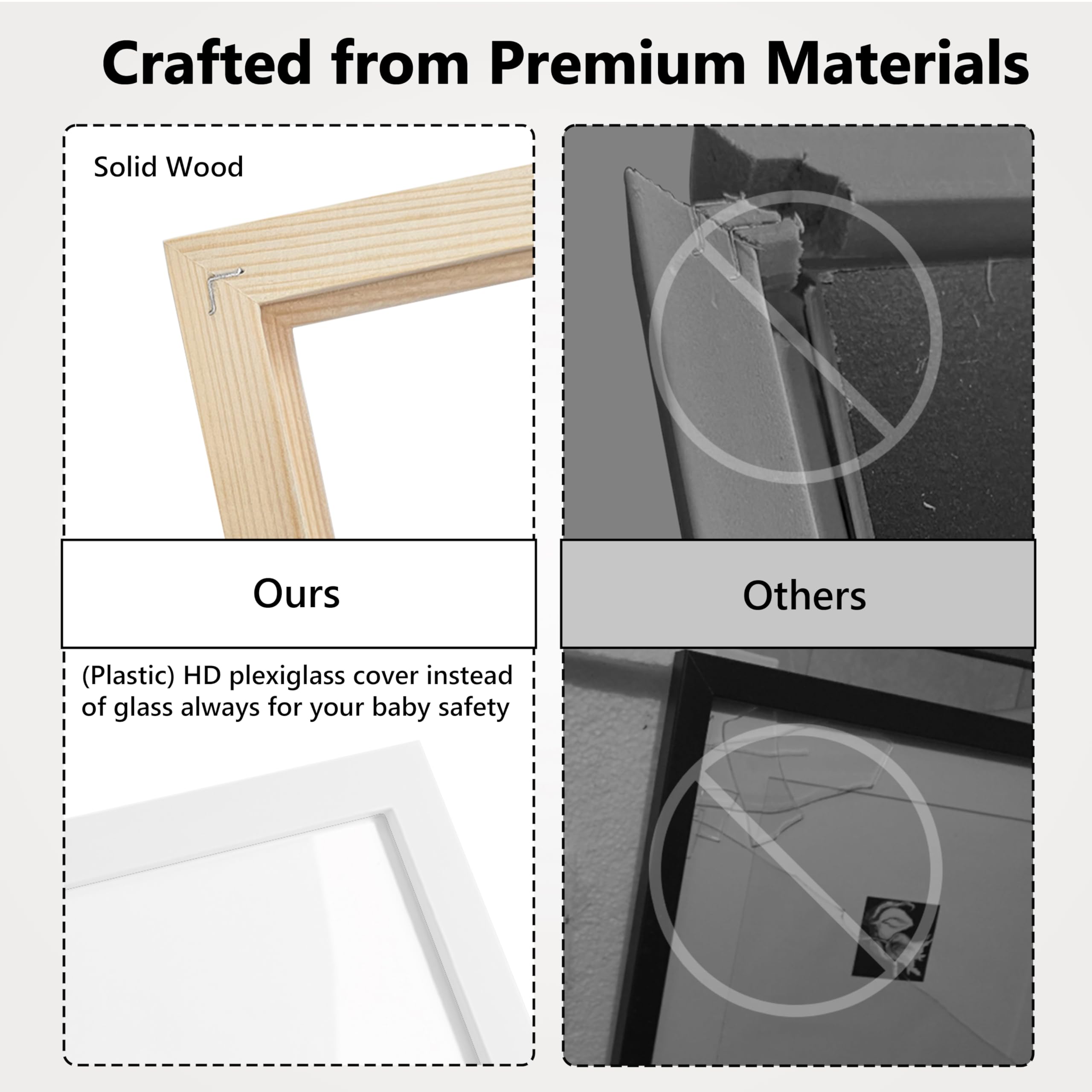 HAMUIERS plexiglass cover protects baby photo from fingerprints