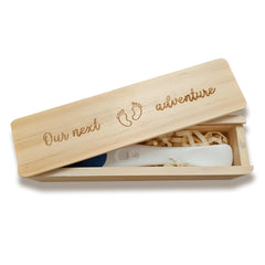 HAMUIERS pregnancy test keepsake box cover shows rustic charm for a lasting memory.