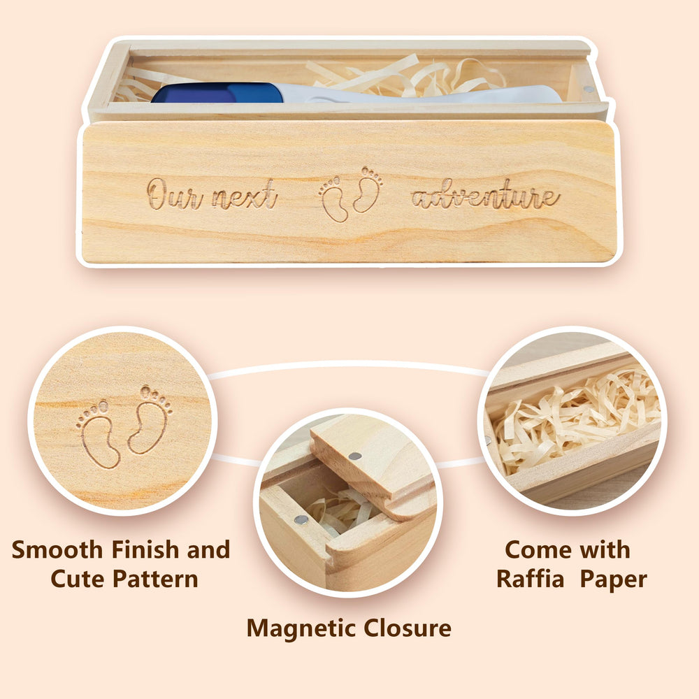 HAMUIERS pregnancy test keepsake box ribbon detail ready for a sentimental reveal.