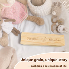 HAMUIERS pregnancy test keepsake box woodgrain detail emphasizes unique journey.