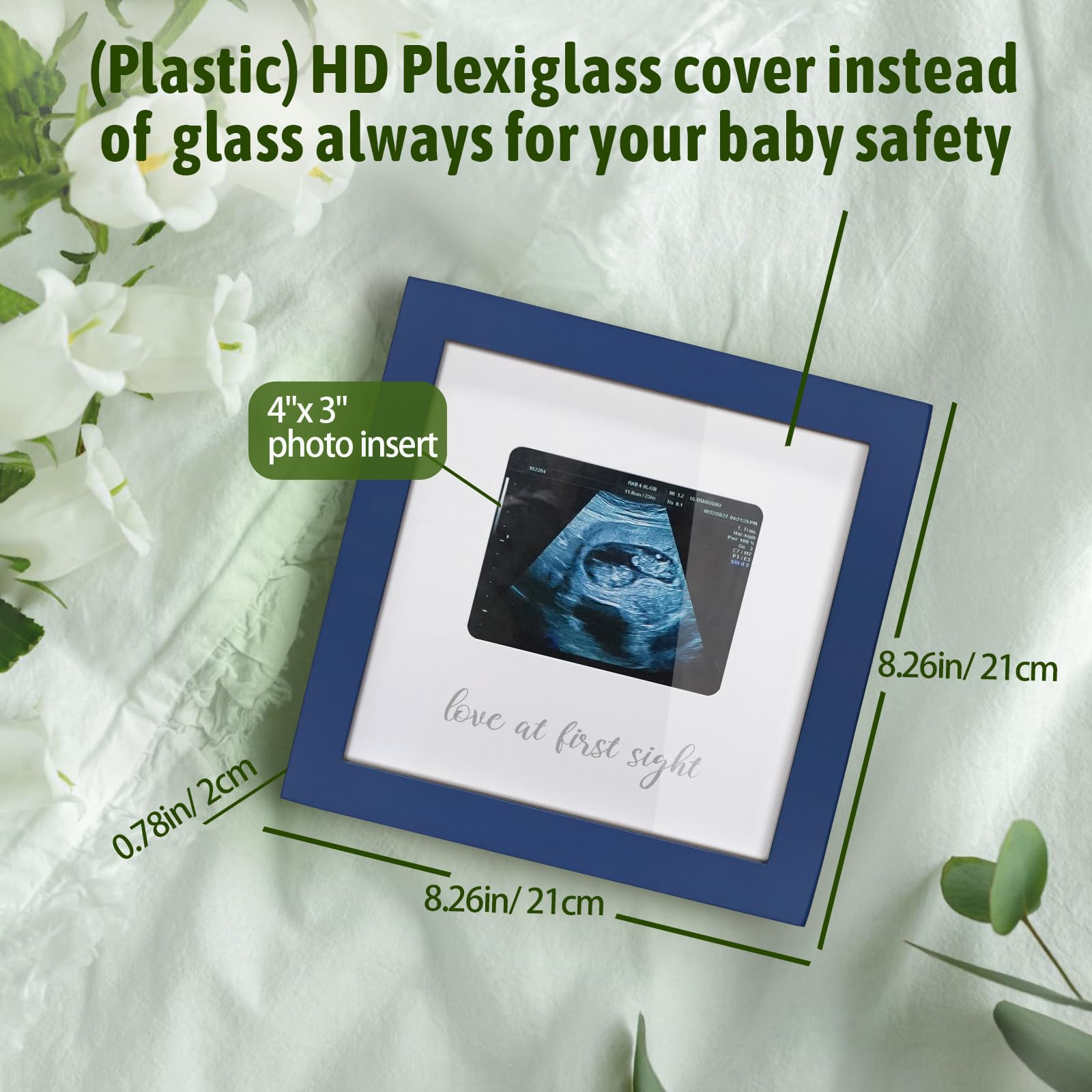 HAMUIERS ultrasound photo frame in blue enhances nursery decor and sentiment
