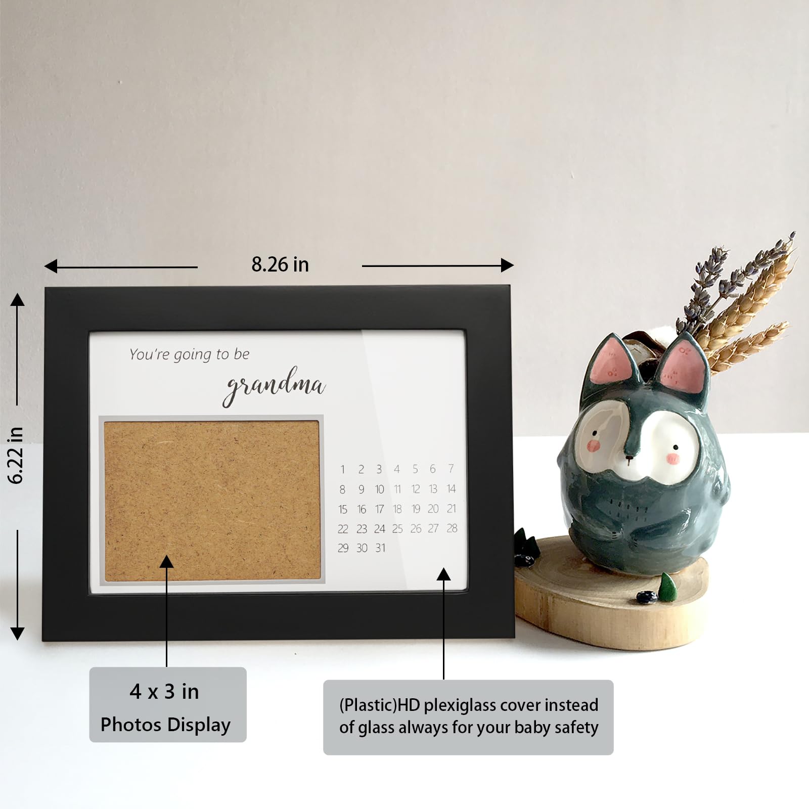 HAMUIERS ultrasound keepsake frame features elegant white text on black wood