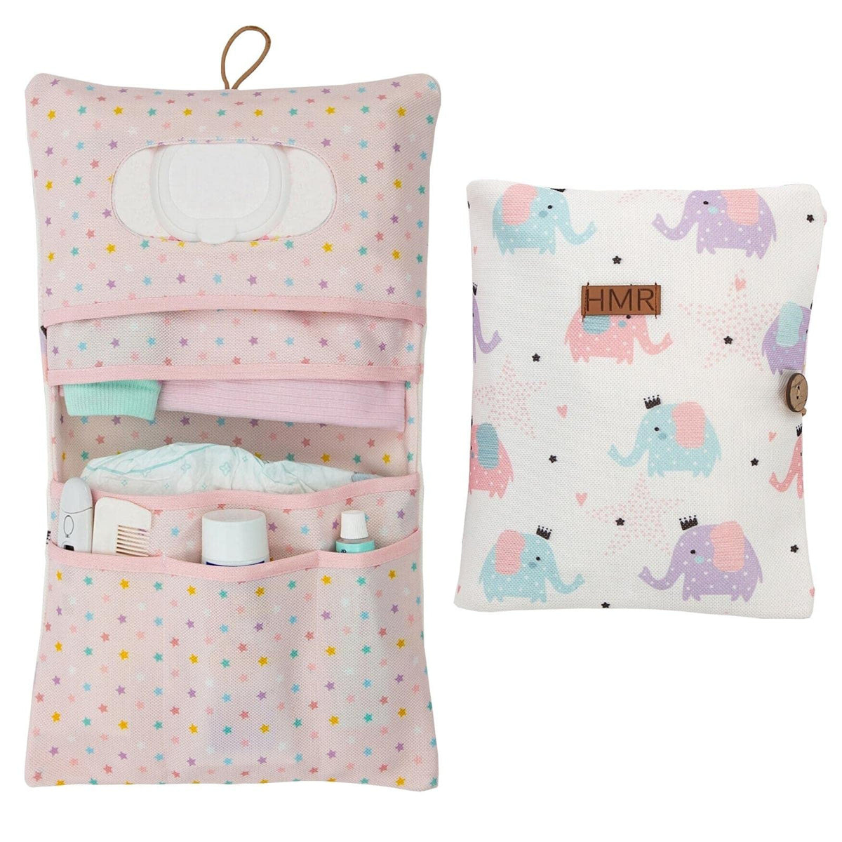 HAMUR HOME elephant-design diaper bag organizer fits stroller trips for quick diaper changes.