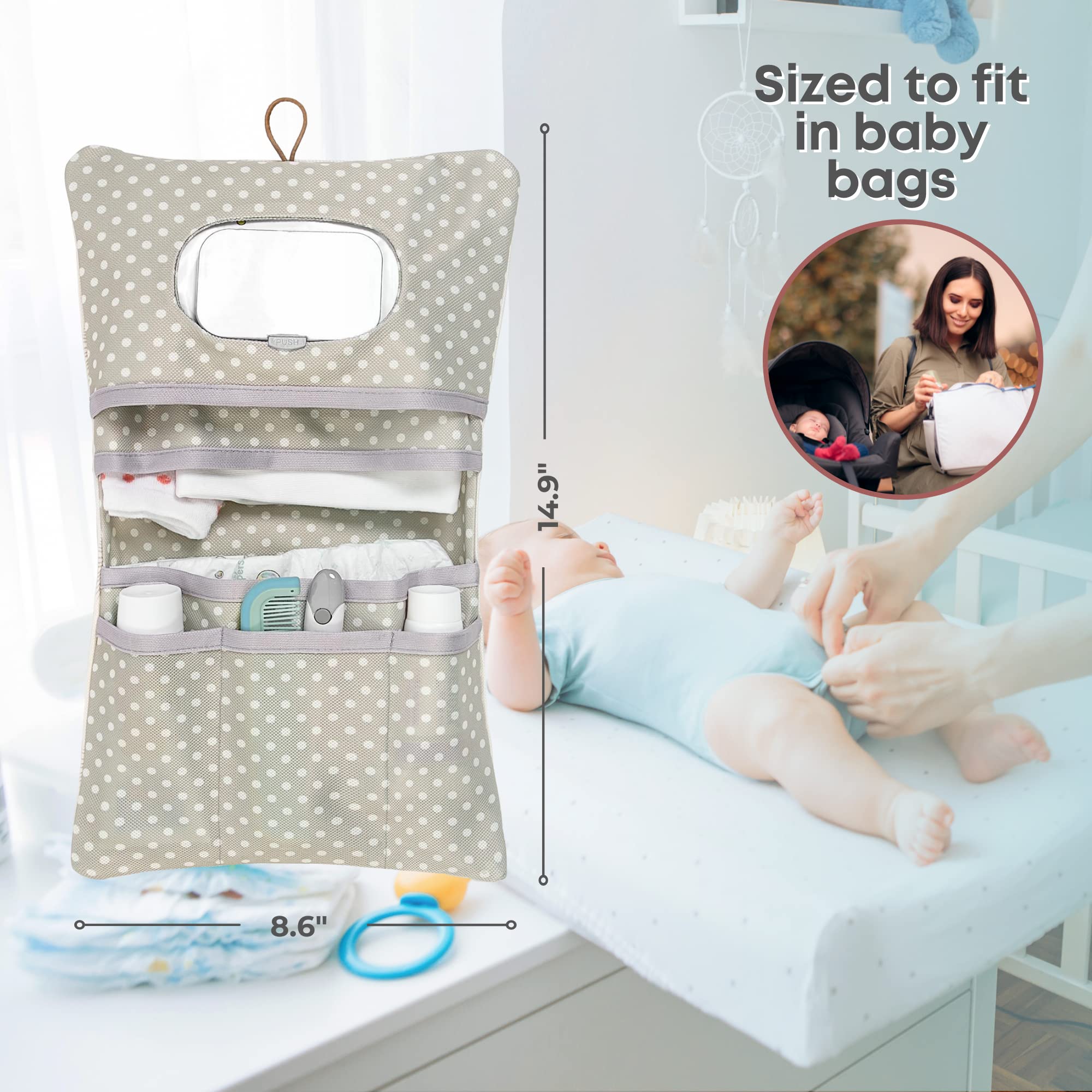 HAMUR HOME pacifier-spot keeps small essentials accessible during quick diaper changes.