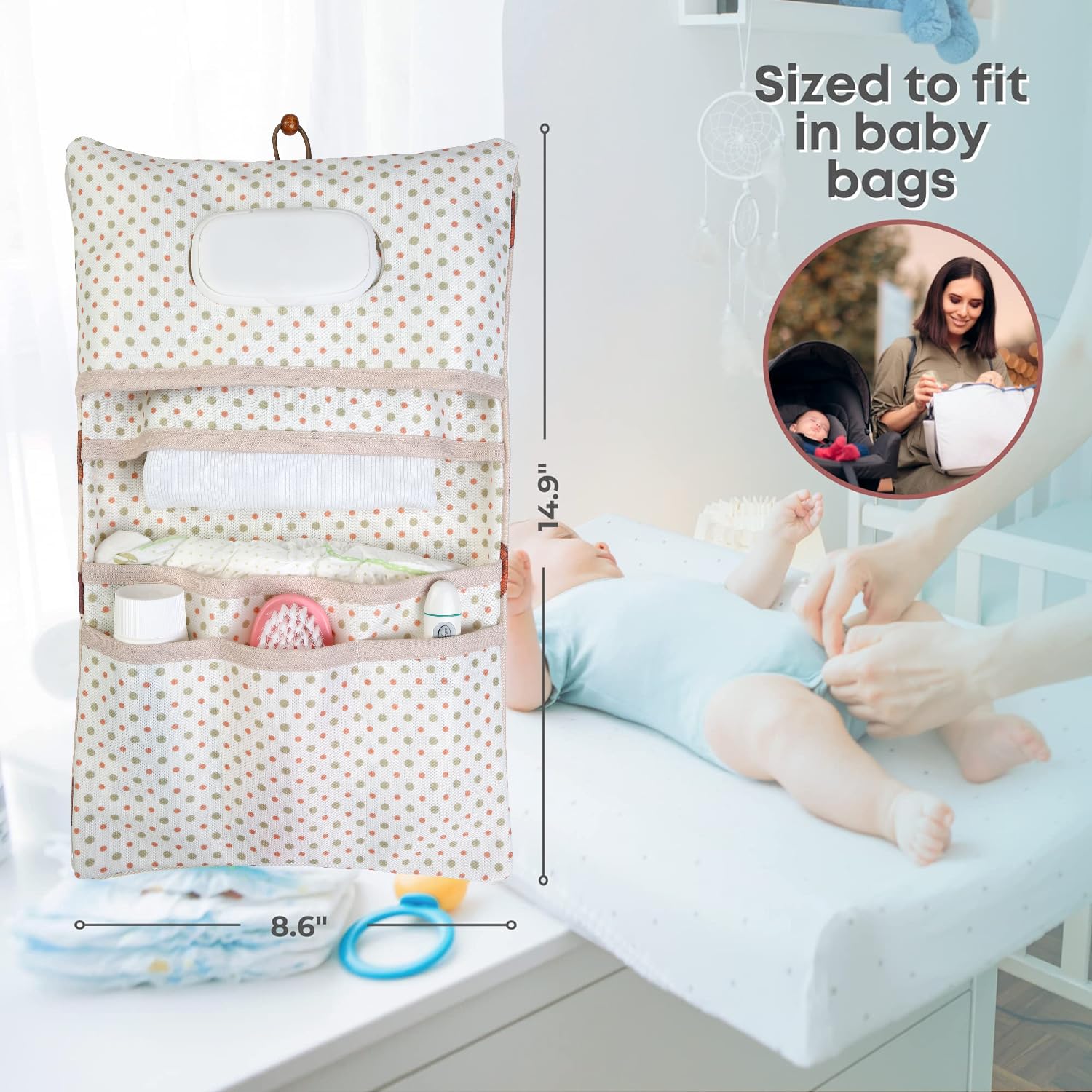 HAMUR HOME multi-pocket layout helps organize diapers, wipes, creams, and pacifiers