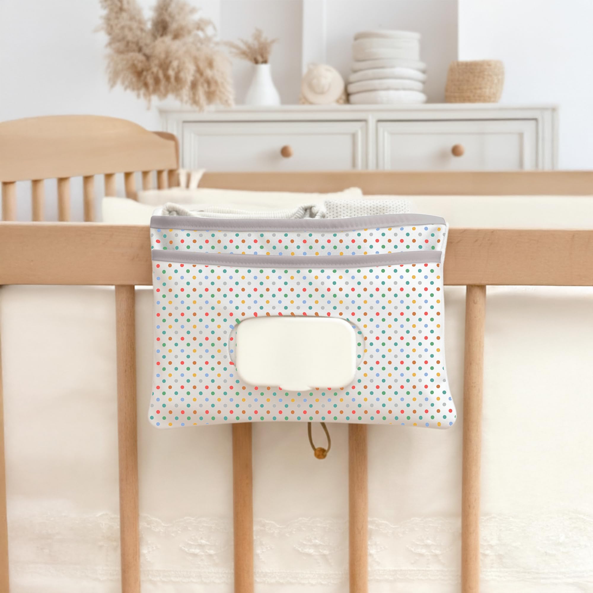 HAMUR Home newborn-essentials storage keeps diapers, wipes and creams organized.