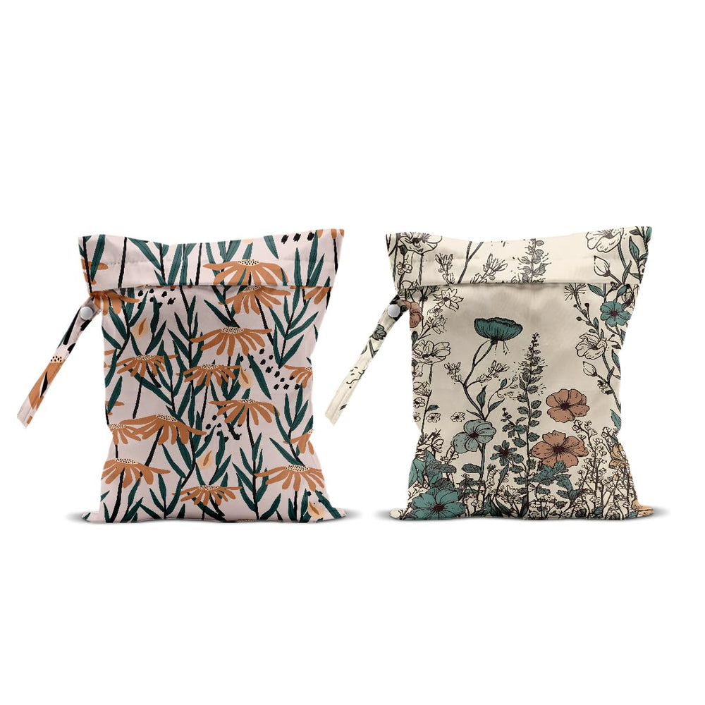 Hanamiya Na flower print wet bag with handle for easy carry and poolside use