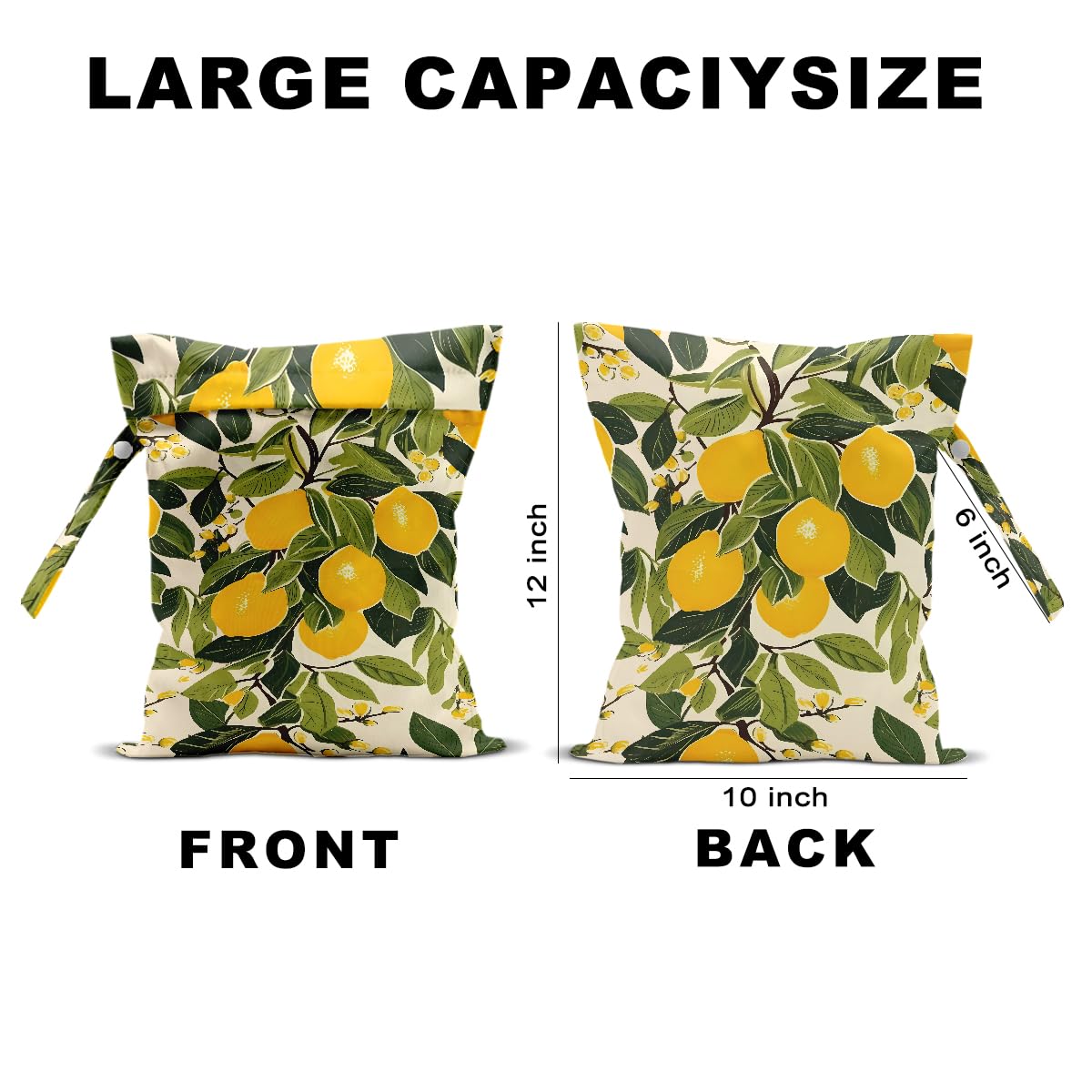 Hanamiya Na lemon-print wet bag keeps diapers and travel essentials organized and dry.