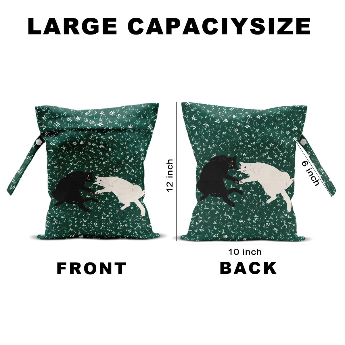Hanamiya Na wet bag cat floral side view shows lightweight fabric for travel.