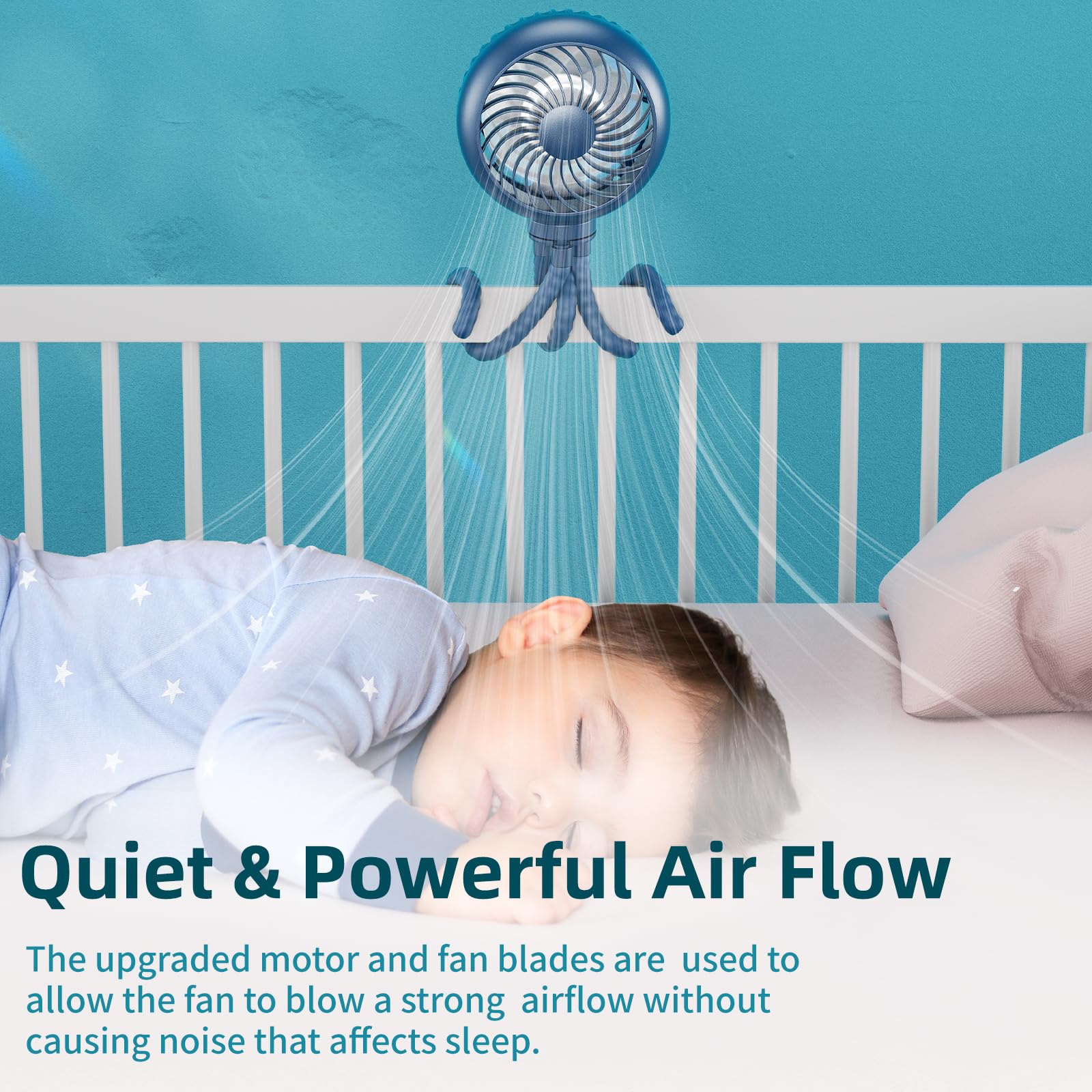 HandFan four speeds adjustable blue offers customizable airflow for activities.