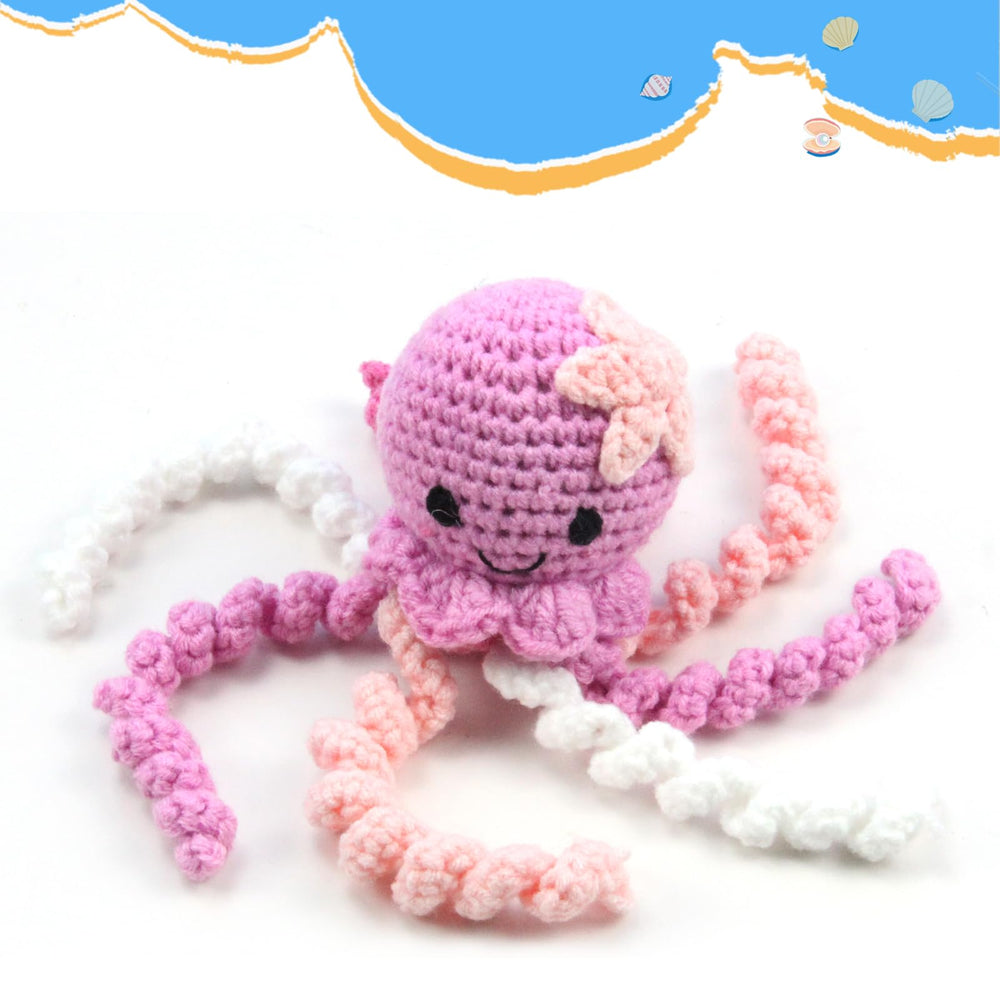 Handmade Crochet Octopus scent-bonding feature suggests breastmilk odor retention use