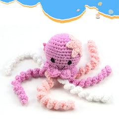 Handmade Crochet Octopus scent-bonding feature suggests breastmilk odor retention use