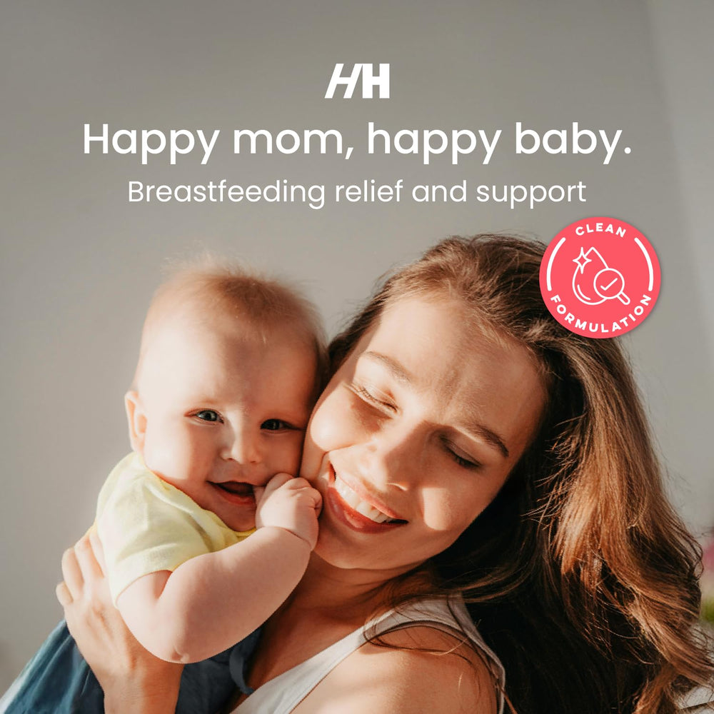 Handmade Heroes Nipple Balm massage application illustrates simple use during feeding.