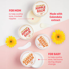 Handmade Heroes Nipple Balm on skin demonstrates gentle, soothing application for breastfeeding skin.