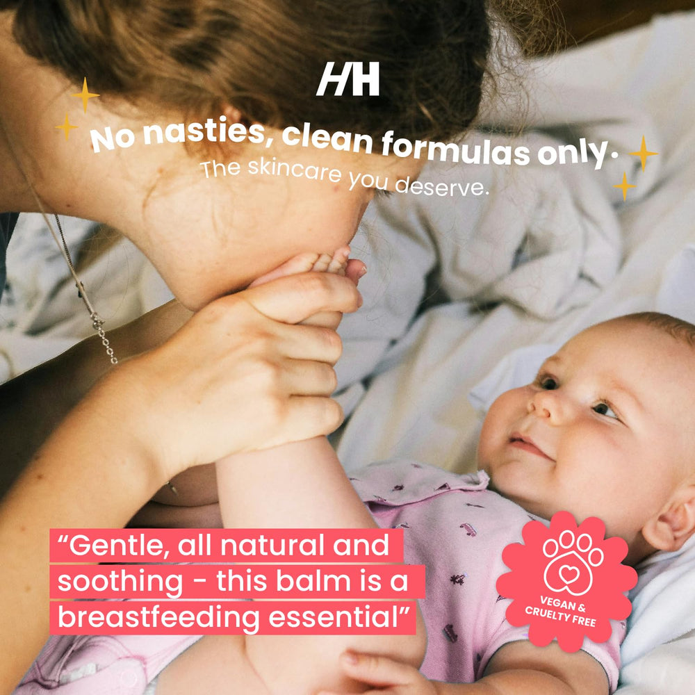 Handmade Heroes Nipple Balm texture closeup highlights nourishing formula.