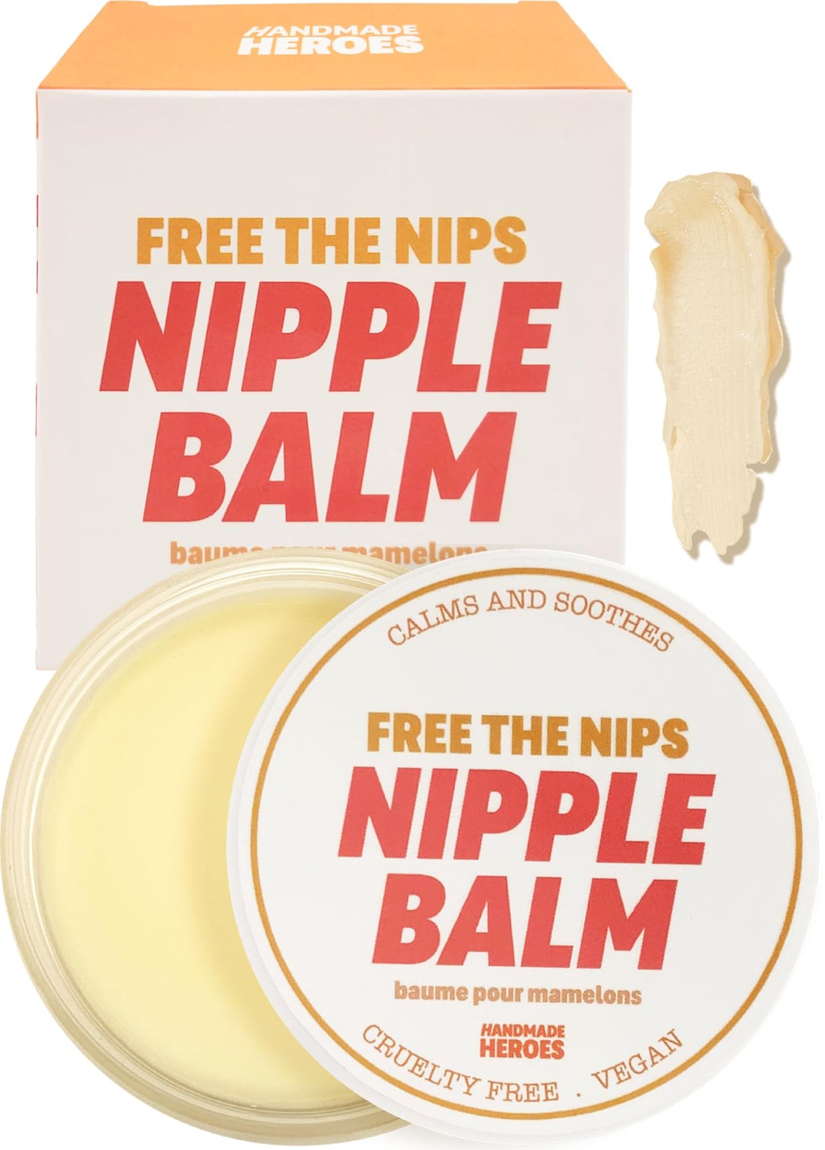 Handmade Heroes Nipple Balm tube shown for easy postpartum skin relief.