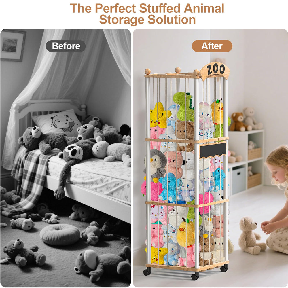 Handrong 3-tier organizer shelves 120+ plushies efficiently in compact design