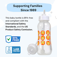 Hands-Free Baby Bottle 9 oz with clear measurement marks for precise filling