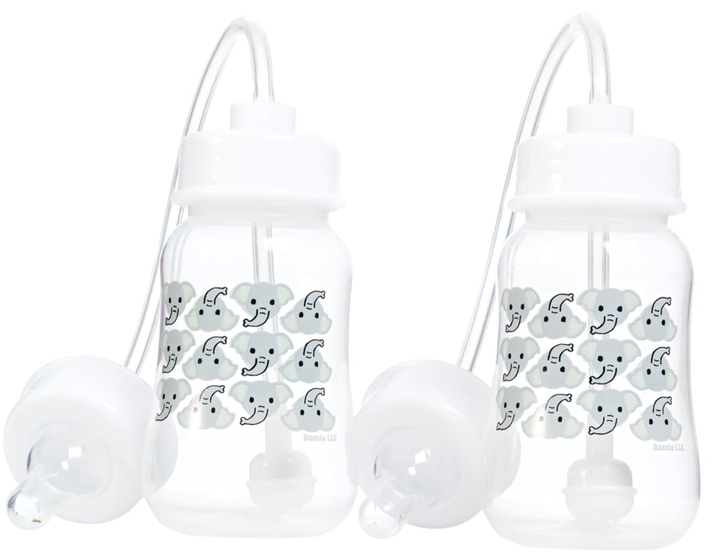 Hands-Free Baby Bottle Elephant bottles set for easy toddler feeding on the go.