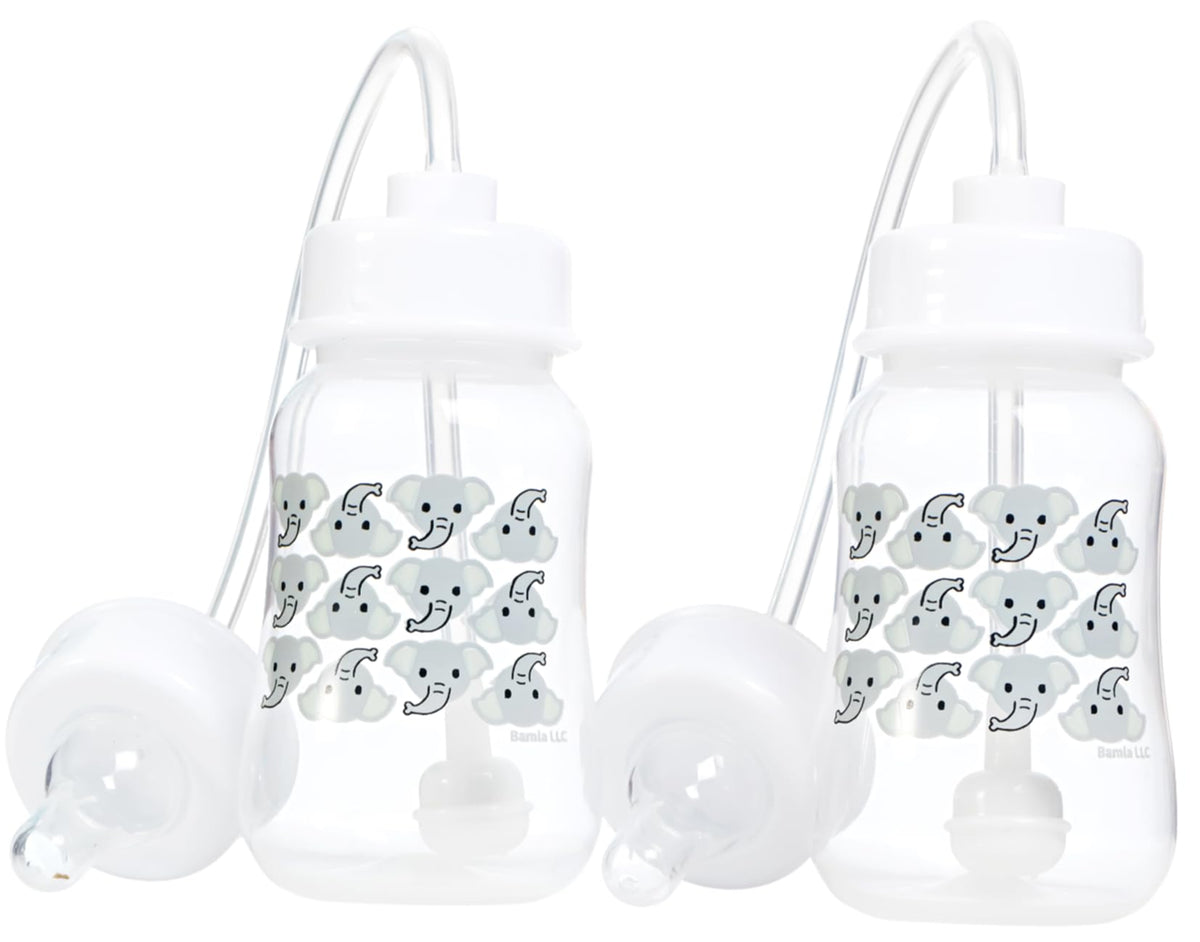 Hands-Free Baby Bottle Elephant bottles set for easy toddler feeding on the go.