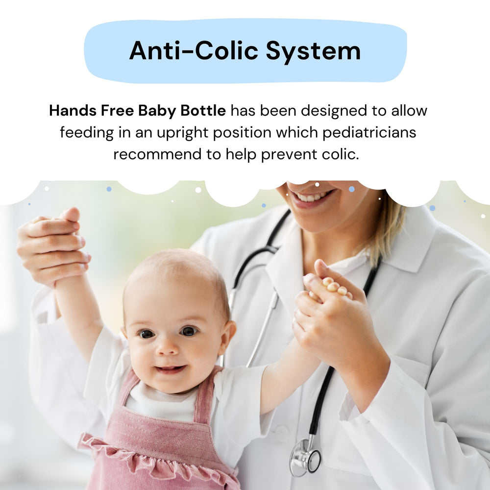 Hands-Free Baby Bottle fast-flow nipple close-up highlights smooth feeding transition.