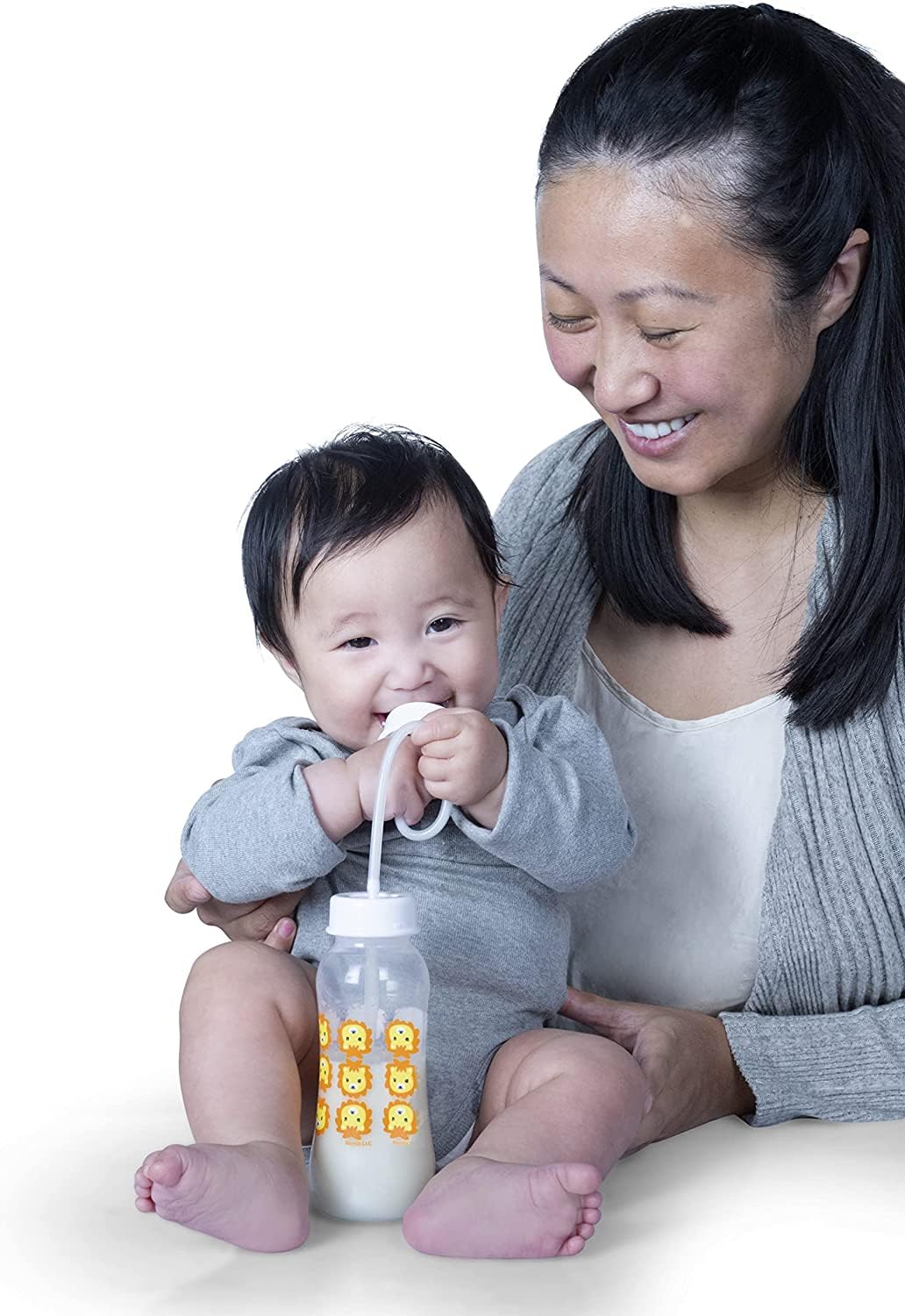 Hands-Free Baby Bottle BPA-free materials ensure safe baby feeding.