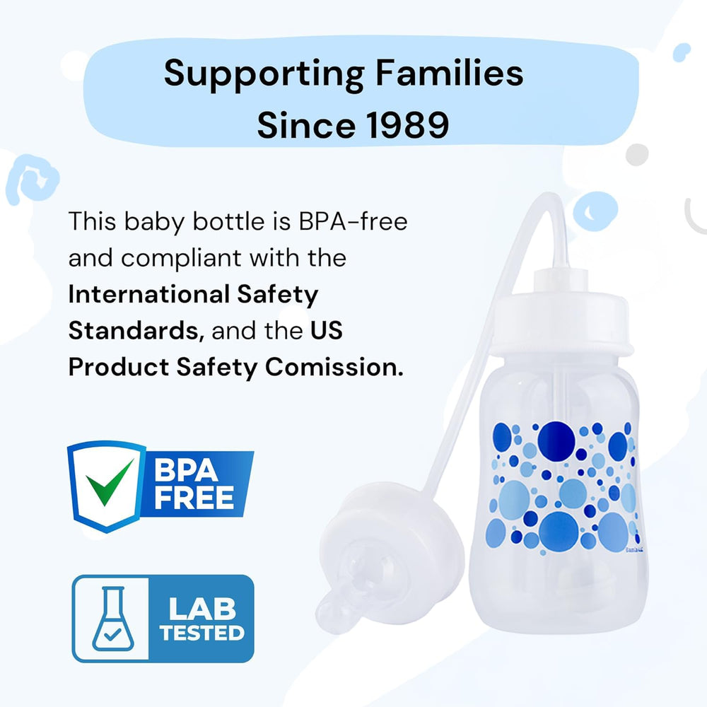 Hands-Free Baby Bottle tube straw feeding system enables smoother milk flow.