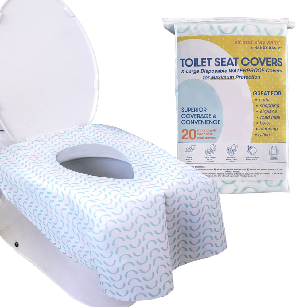 Handy Basix XL seat cover front drape delivers full coverage for public restrooms.