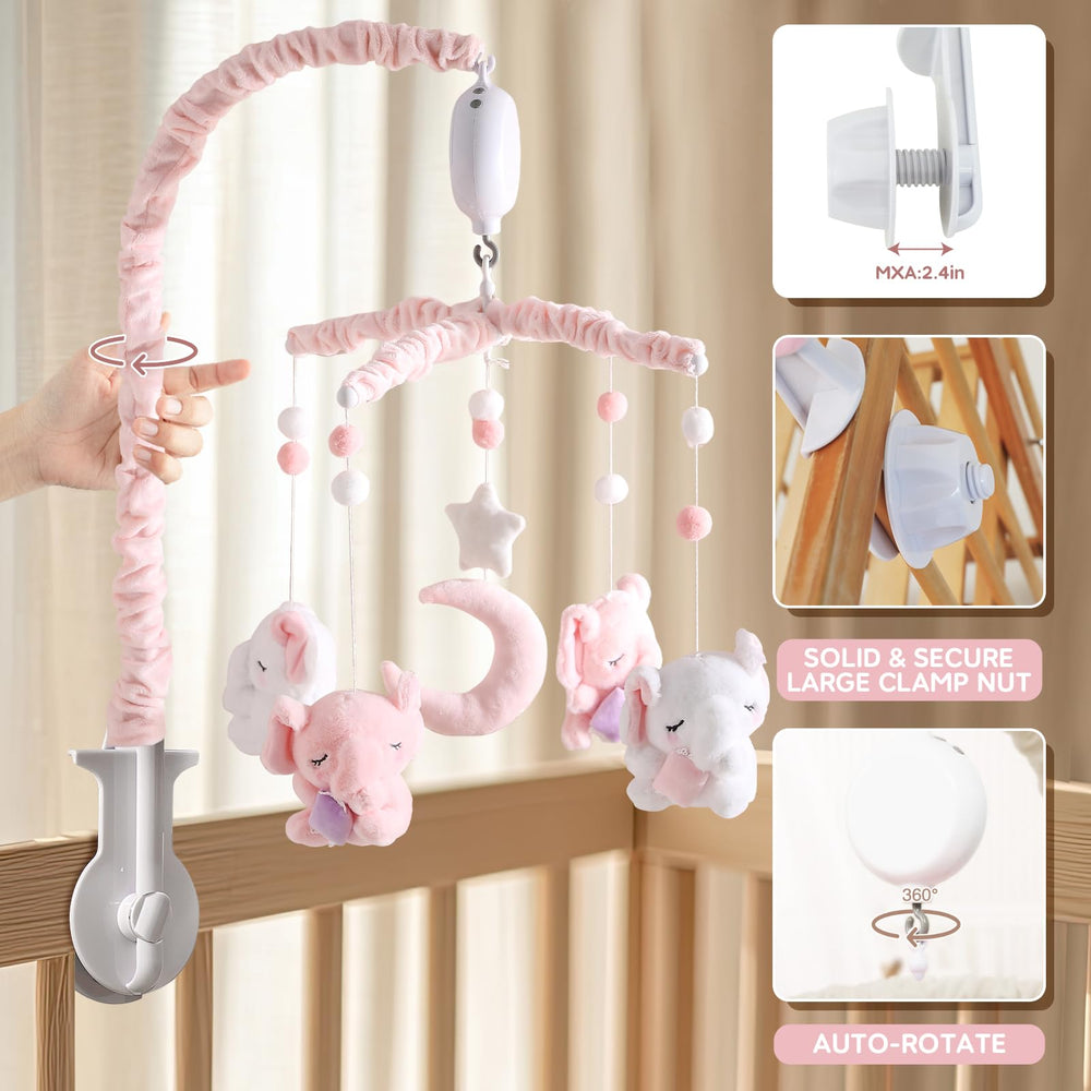 HanMiaMia volume control on crib mobile for adjustable sound levels.