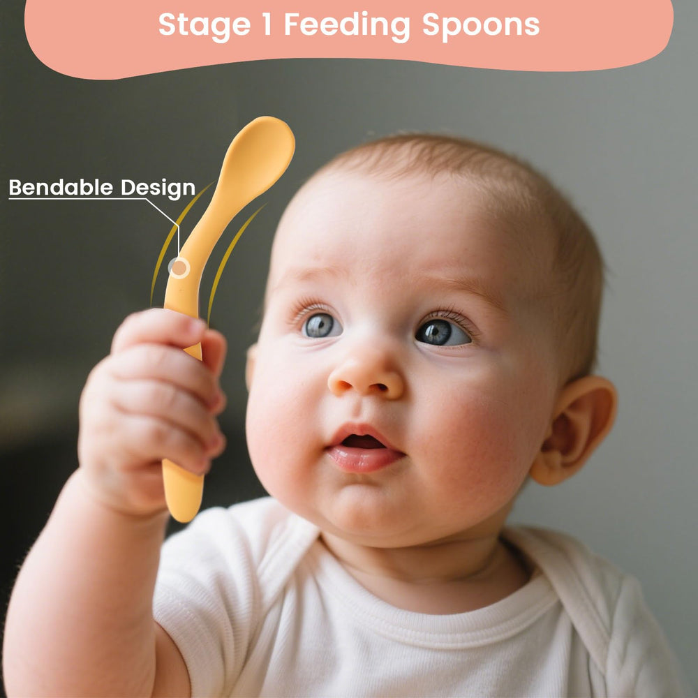 HANSGO bendable-handle spoons adapt to feeding angles for easy self-feeding.