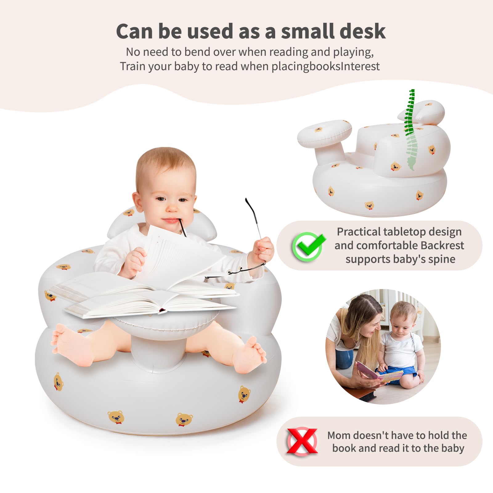 Hantaiwan inflatable baby seat built-in air pump enables rapid setup and compact storage.
