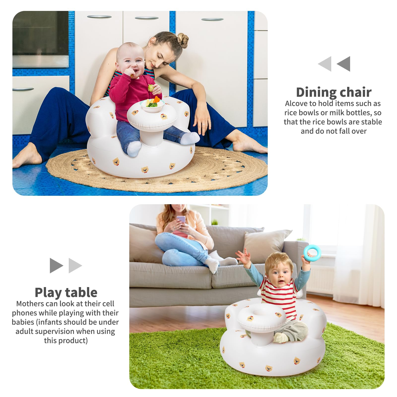Hantaiwan inflatable baby seat sitting-up support promotes upright engagement.