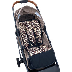 HANVOWS leopard-print stroller cushion front view adds plush comfort and visual appeal.