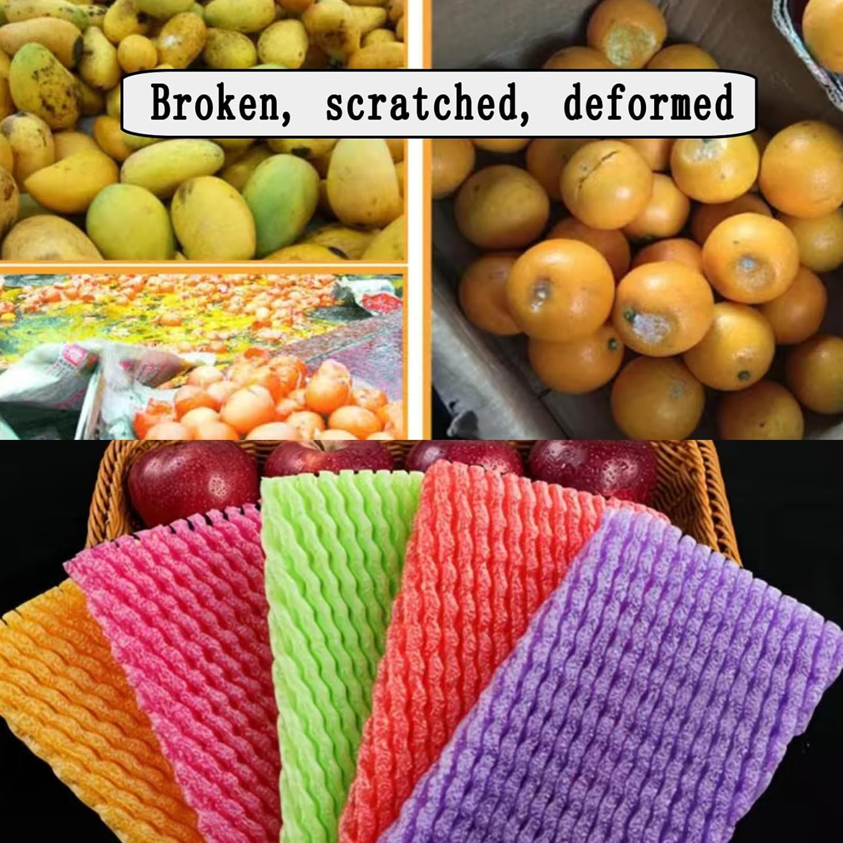 HanyHere green 14x6cm fruit bag protecting apples and pears during merchandising.