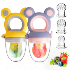 HAOBAOBEI baby feeder closeup shows BPA-free silicone pouch supporting safe solids.