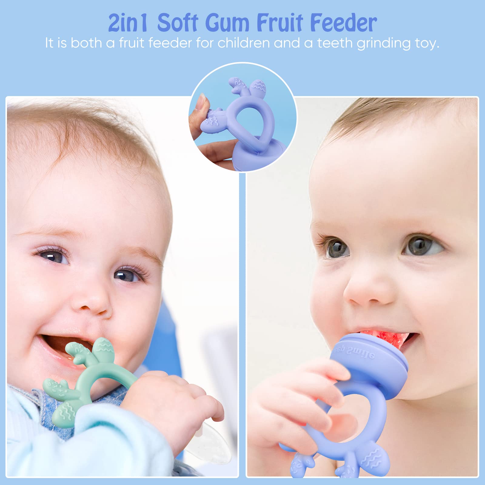 HAOBAOBEI frozen-teether toy enables independent snacks and teething relief.