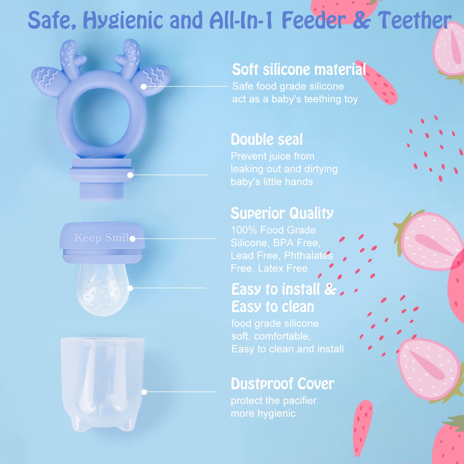 HAOBAOBEI silicone pouch close-up showing BPA-free material and gentle drops.