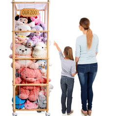 HAOPENGYOU 70inch stuffed animal storage with wheels enables easy moving for quick room reorganization