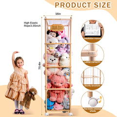 HAOPENGYOU wooden stuffed animal zoo shelf assembly shows sturdy pine and steel screws for durability