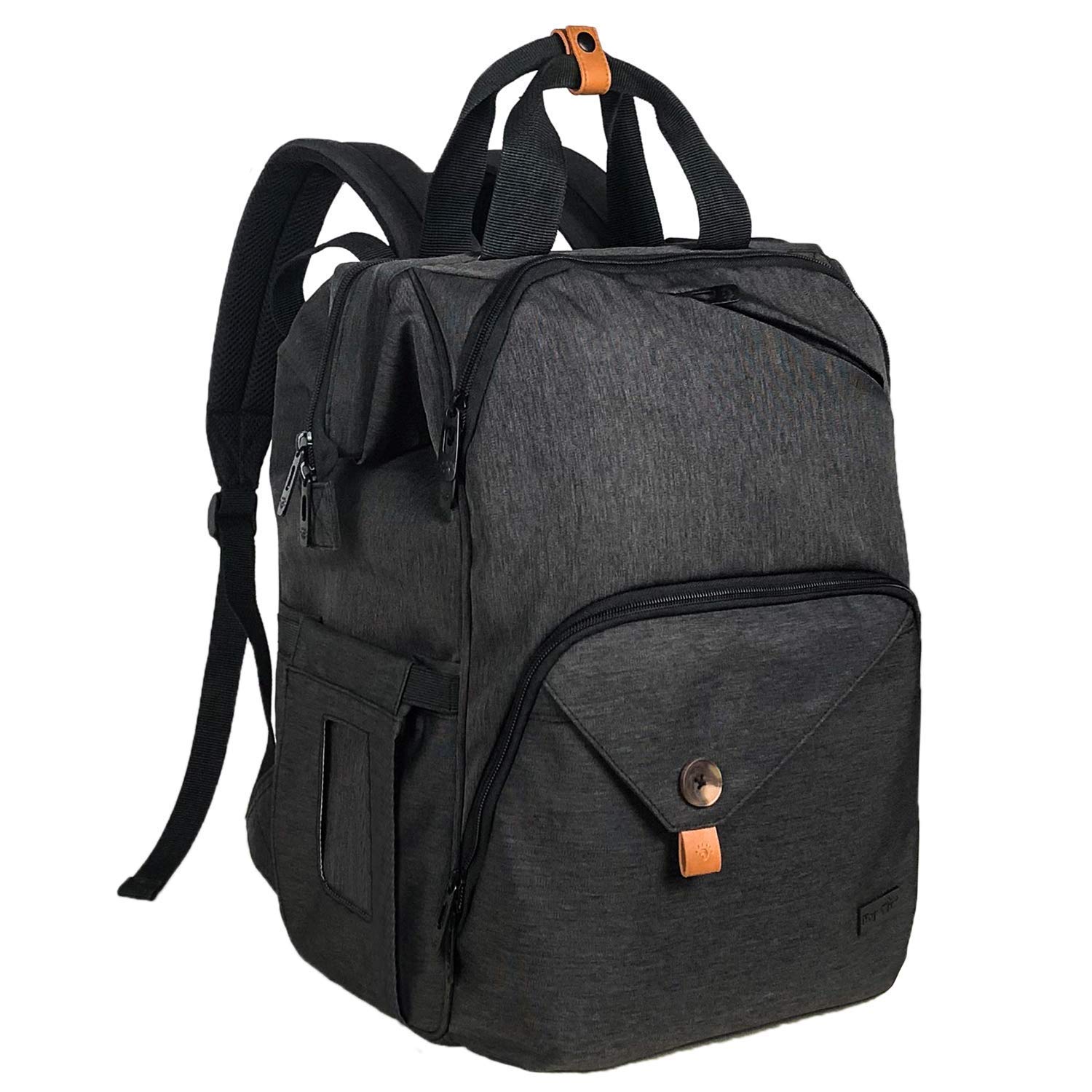 Hap Tim diaper bag backpack front view showing spacious layout for quick daily organization
